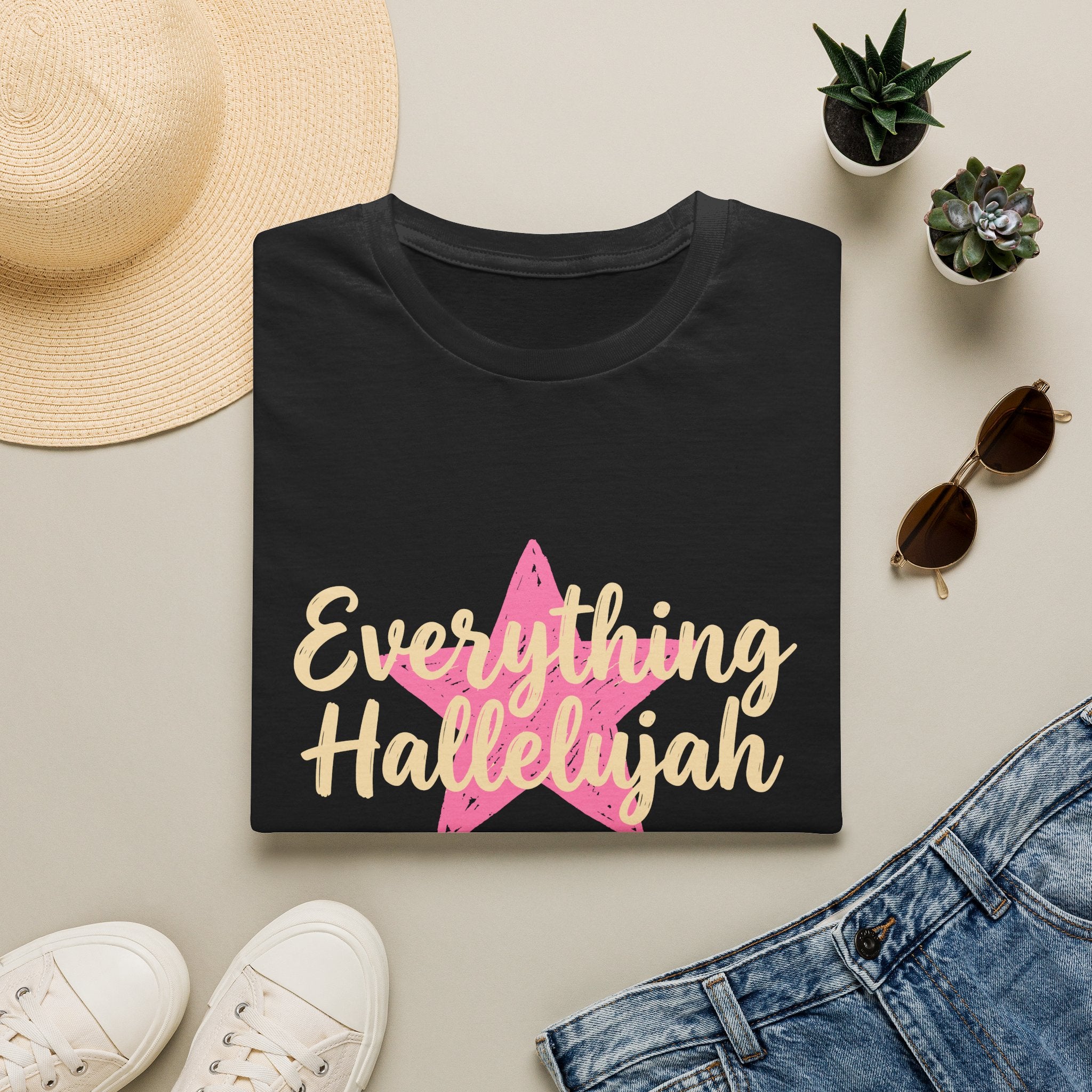 Everything Hallelujah T-Shirt — Inspirational Pink Star Graphic Tee