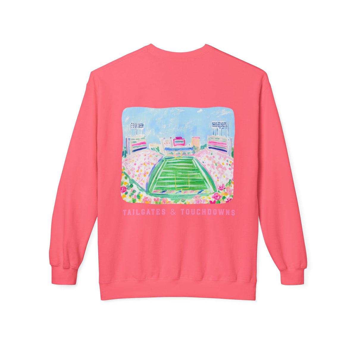 Football Stadium Crewneck Sweatshirt — 'Tailgates & Touchdowns' Graphic