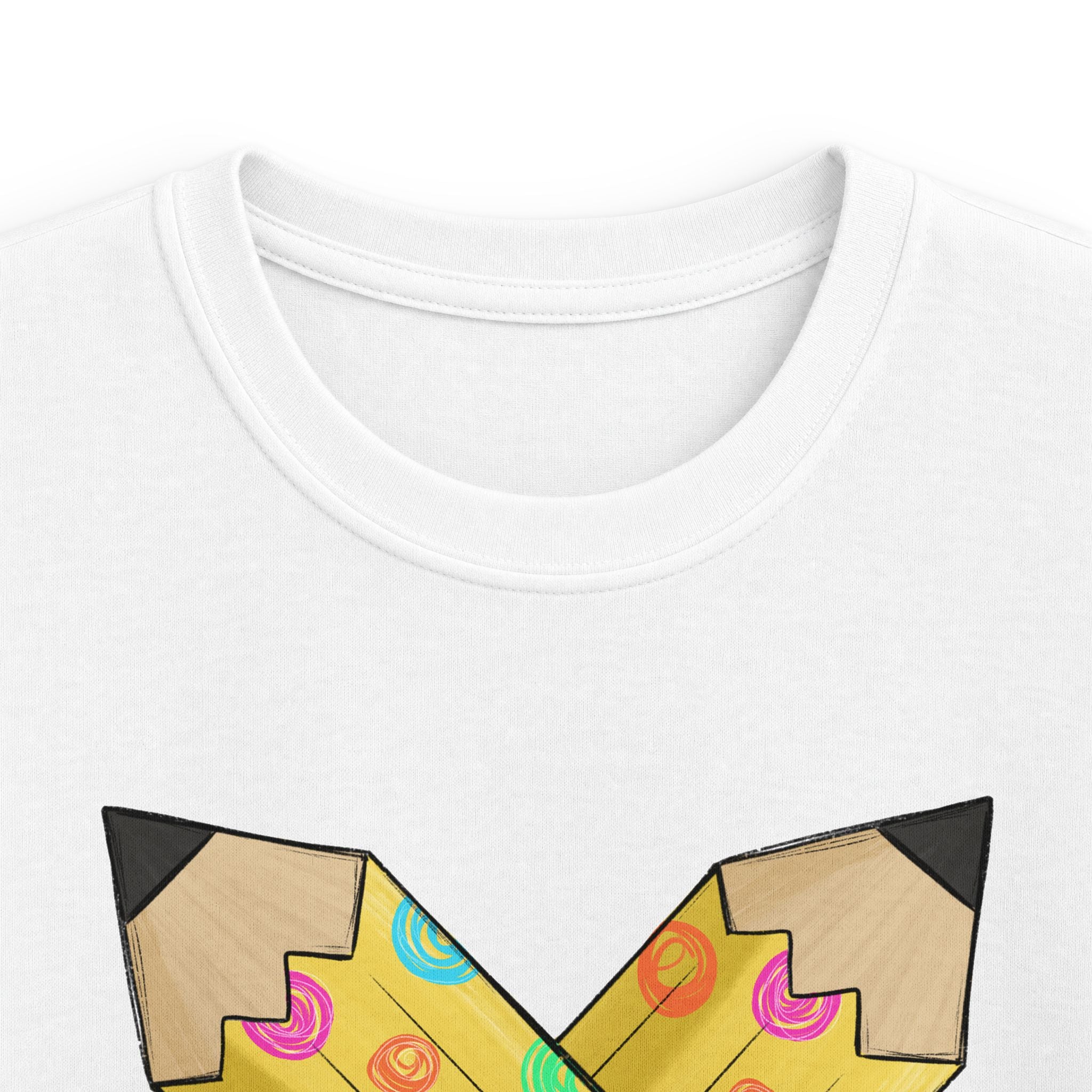 Personalized Kids Tee — Crossed Pencils Design with Name (Lauren)