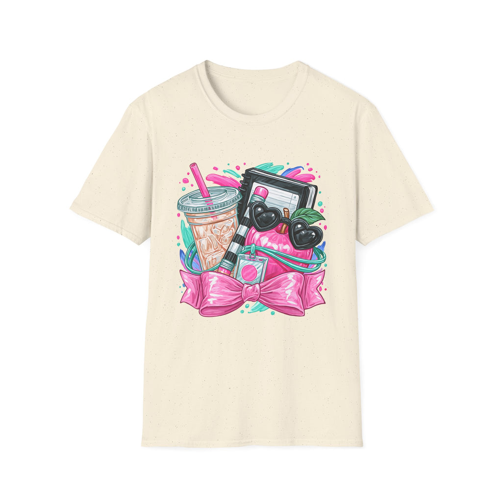 Retro Aesthetic Tee — Cute Cassette, Sunglasses & Iced Coffee Graphic Shirt