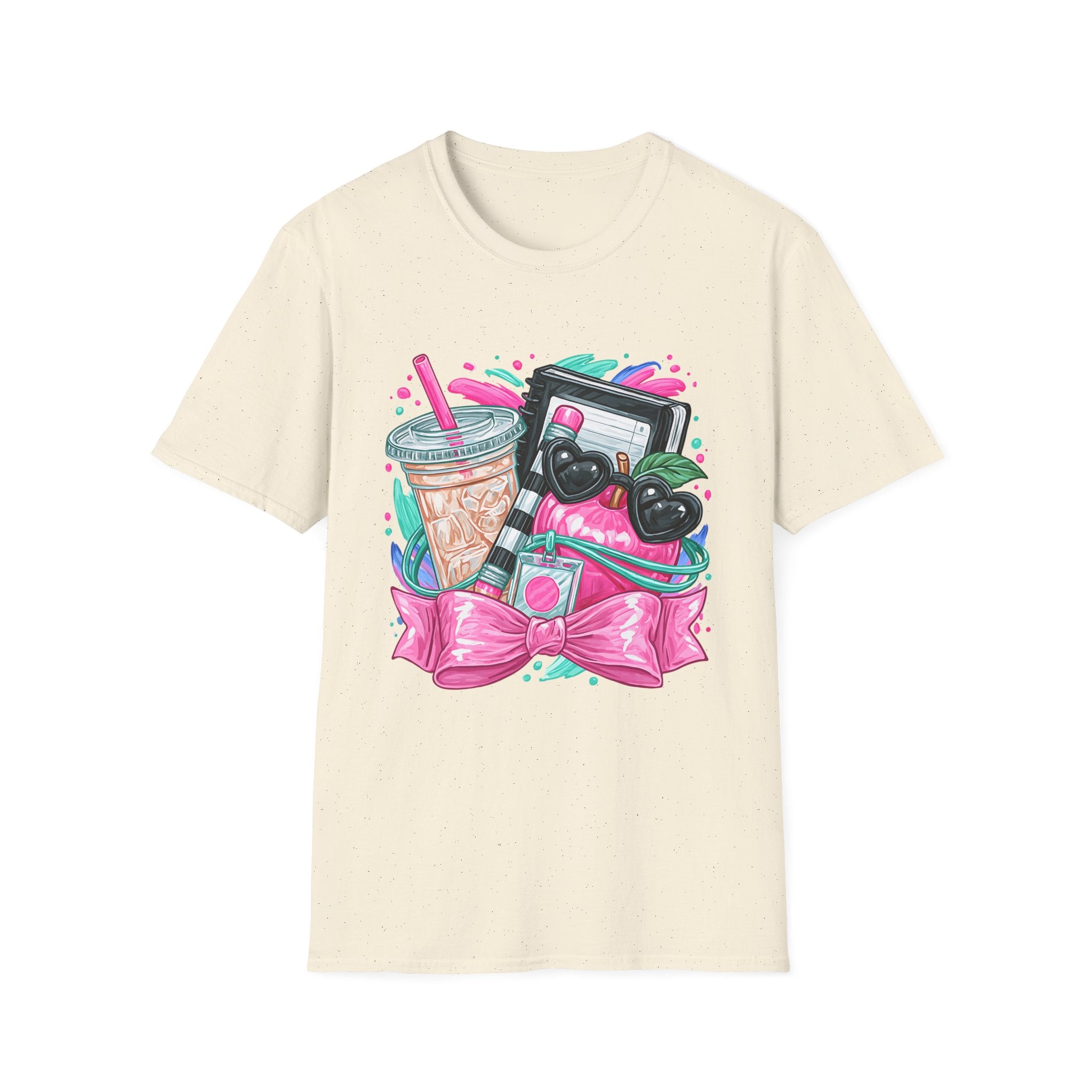 Retro Aesthetic Tee — Cute Cassette, Sunglasses & Iced Coffee Graphic Shirt