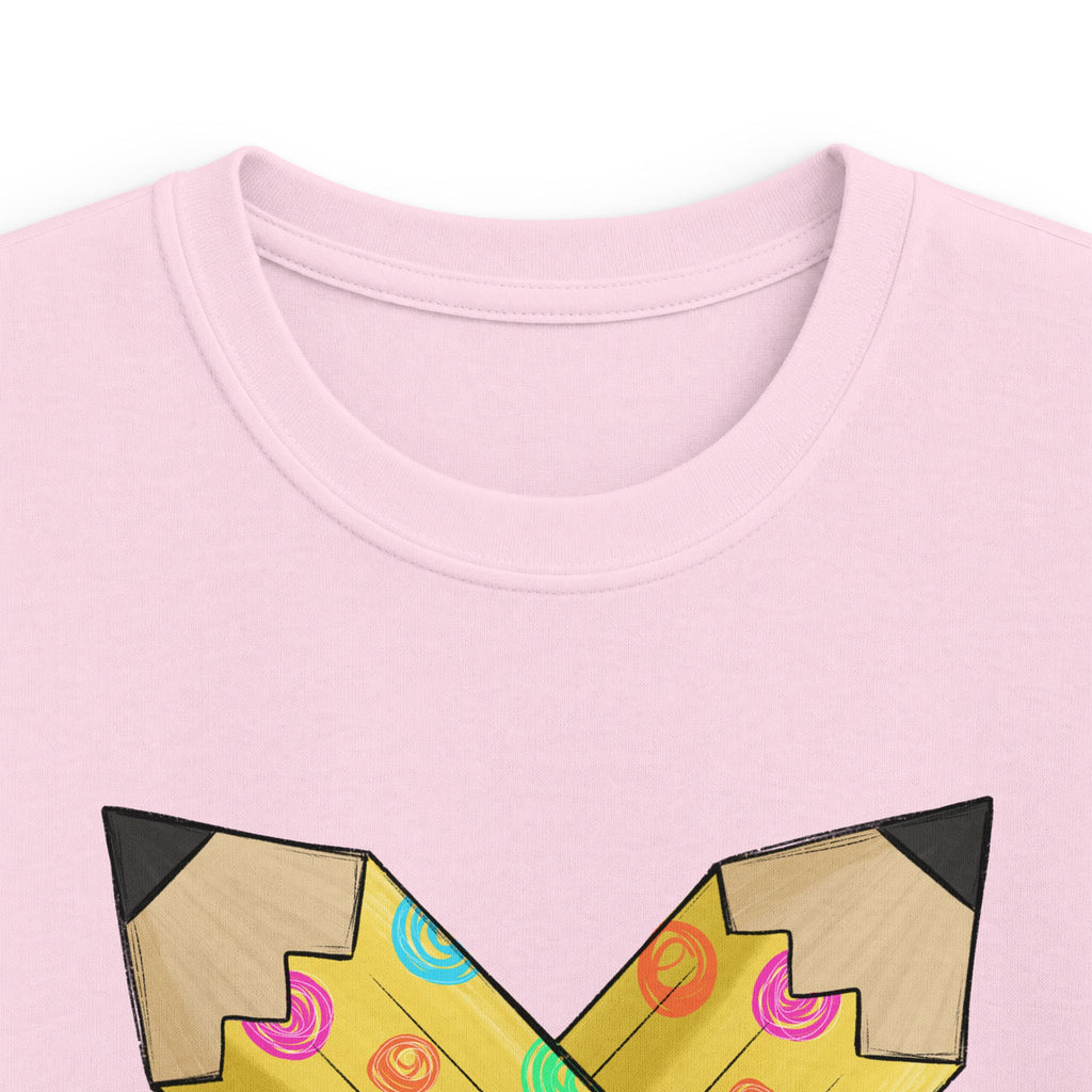Personalized Kids Tee — Crossed Pencils Design with Name (Lauren)