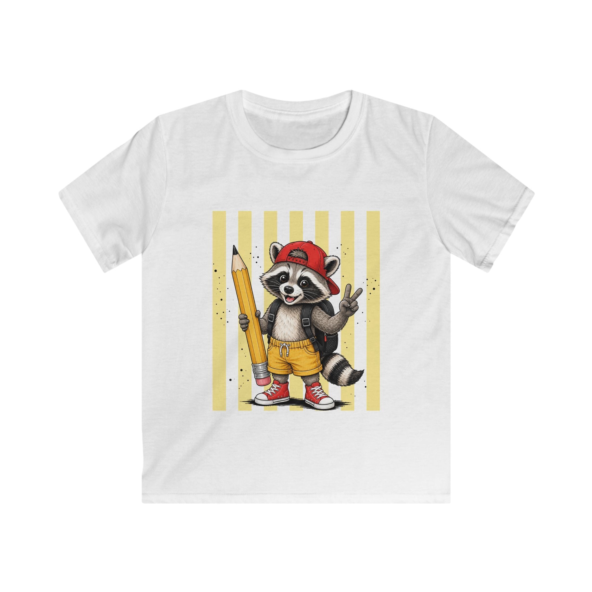 Kids Raccoon Pencil Tee — Cute Back-to-School Graphic Shirt