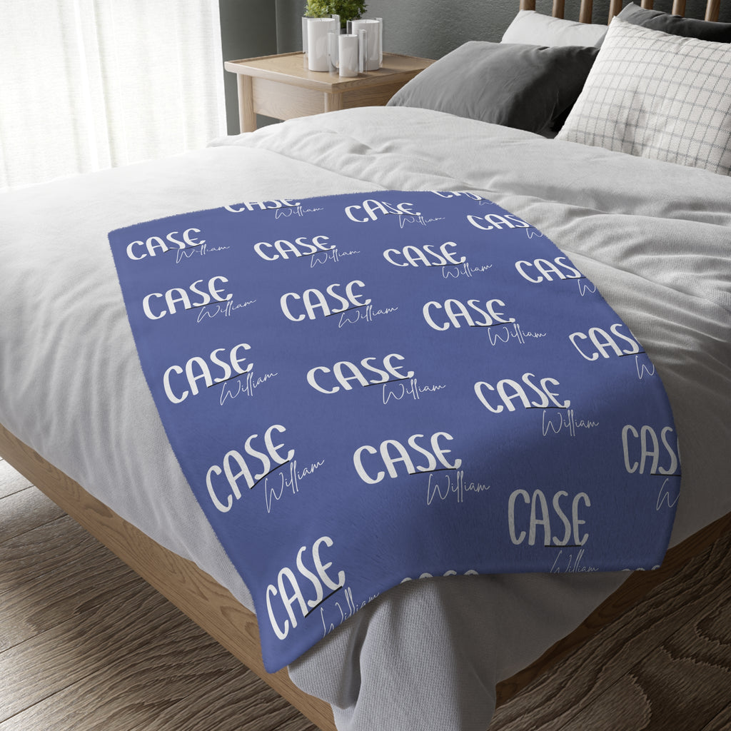 Personalized Name Microfiber Blanket — Custom 'Case William' Repeating Script Design