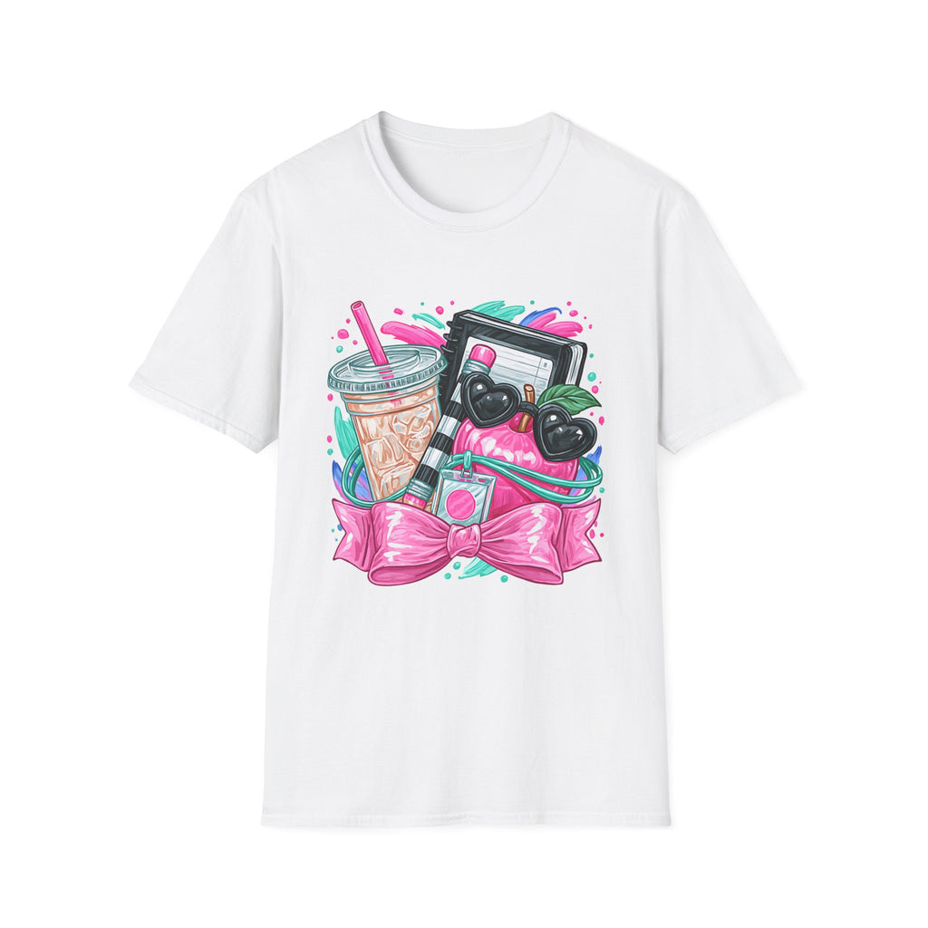 Retro Aesthetic Tee — Cute Cassette, Sunglasses & Iced Coffee Graphic Shirt