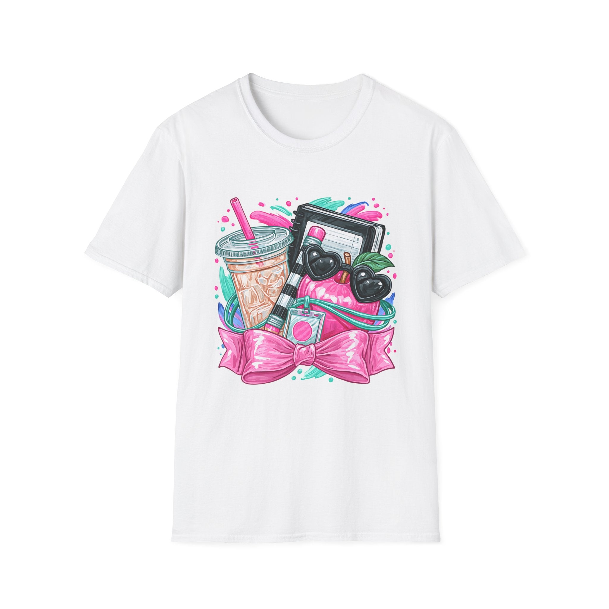 Retro Aesthetic Tee — Cute Cassette, Sunglasses & Iced Coffee Graphic Shirt