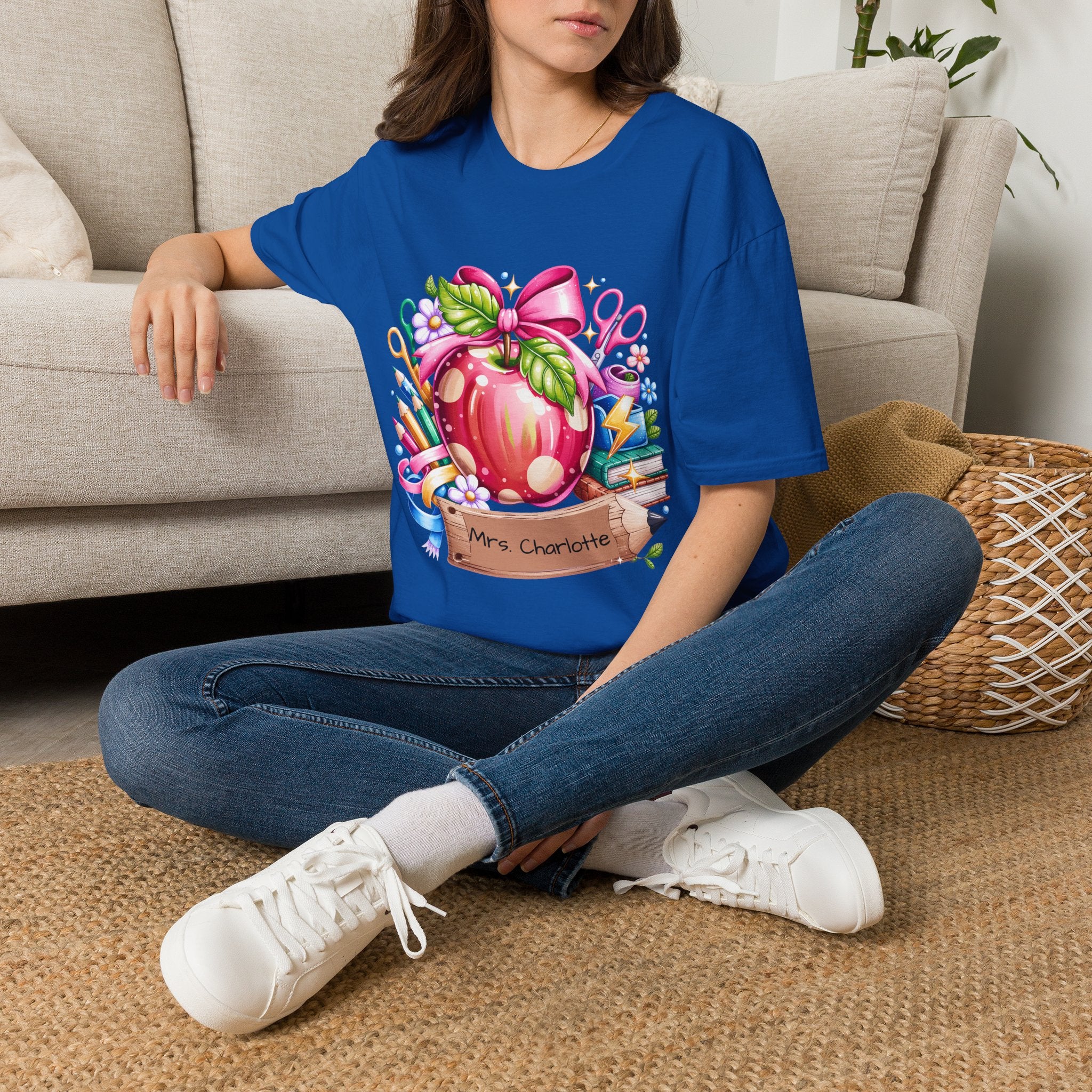 Teacher Apple T-Shirt — Personalized 'Mrs. Charlotte' Back-to-School Gift