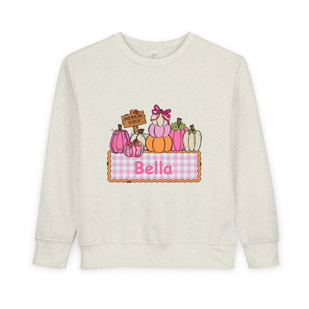 Toddler Sweatshirt — Personalized Pink Pumpkin Patch Name Sweatshirt (Bella)