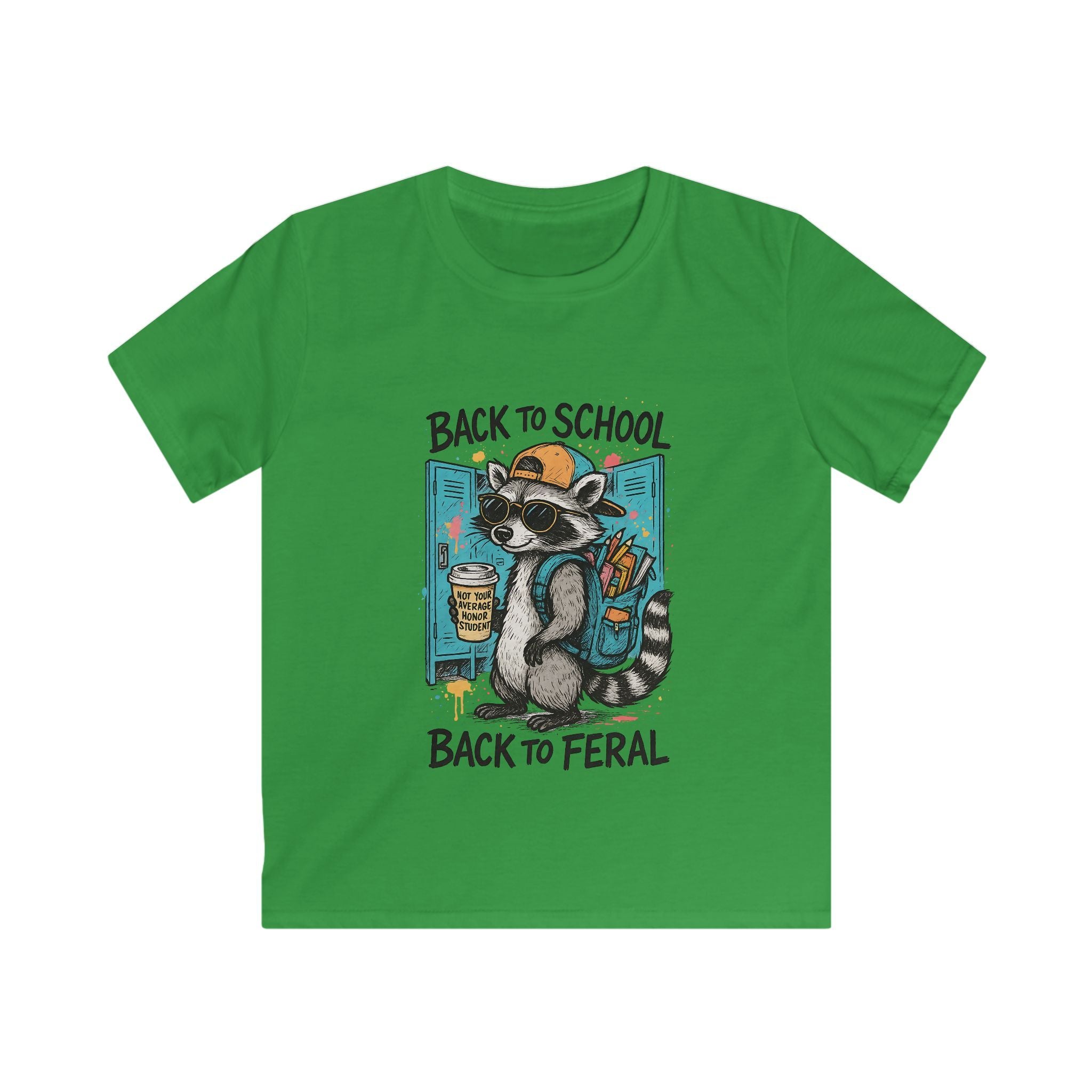 Kids Tee — "Back to School, Back to Feral" Raccoon Graphic