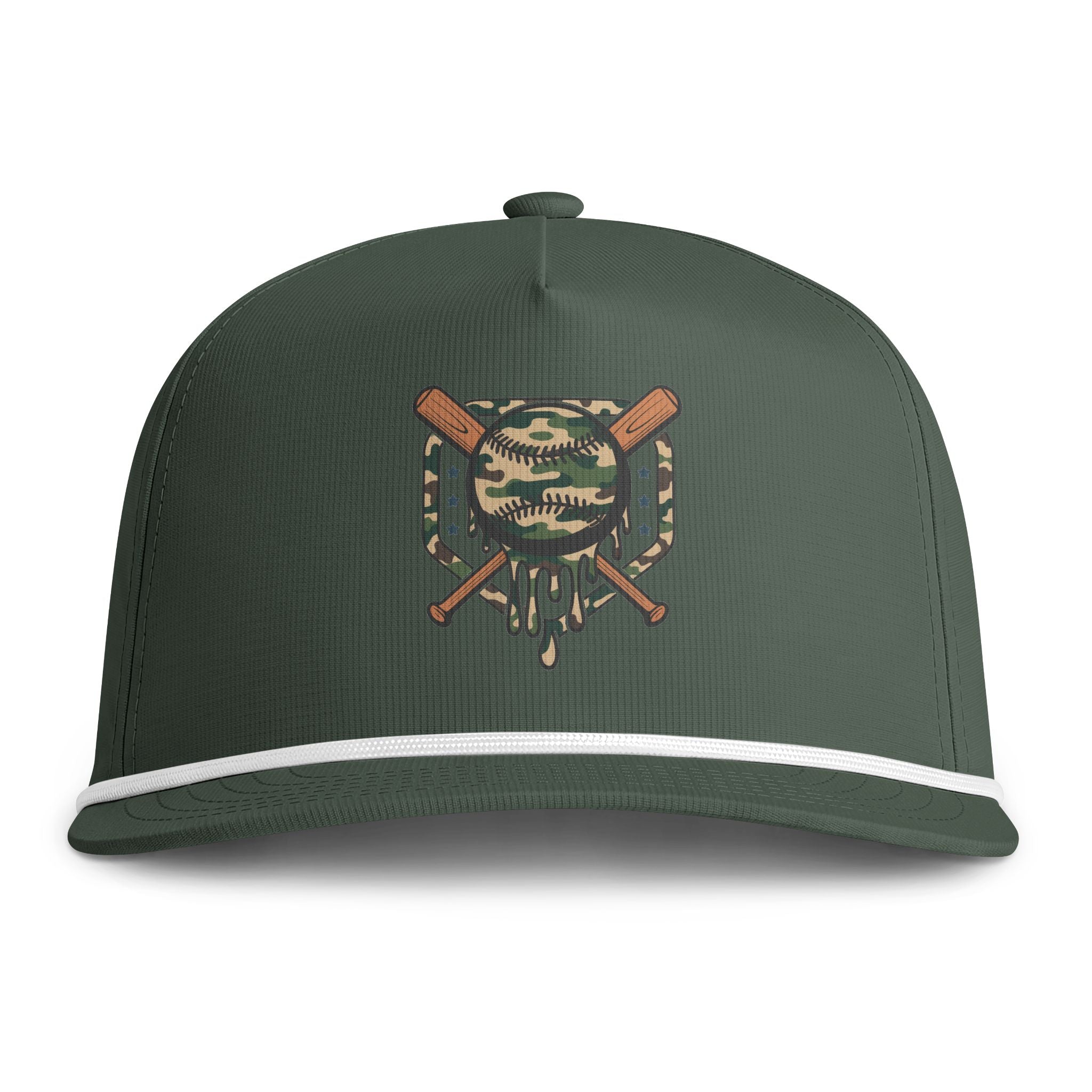 Embroidered Camo Baseball Cap — Sunwashed Rope Detail