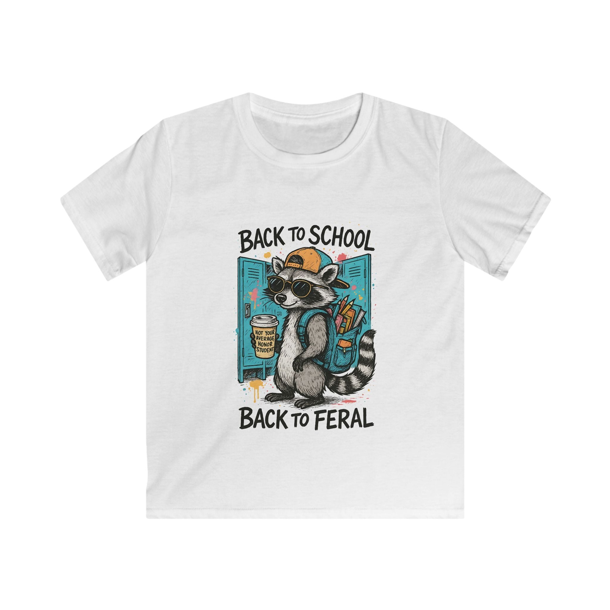 Kids Tee — "Back to School, Back to Feral" Raccoon Graphic