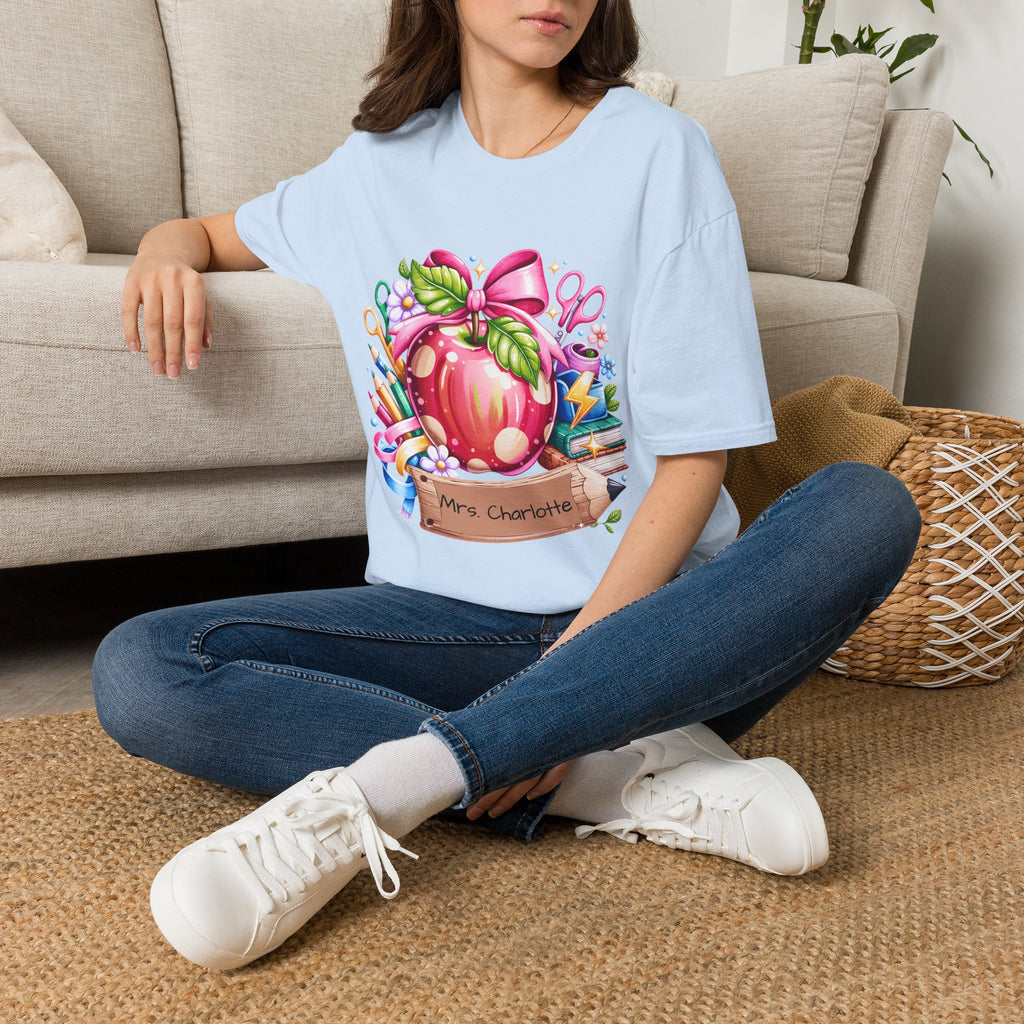 Teacher Apple T-Shirt — Personalized 'Mrs. Charlotte' Back-to-School Gift