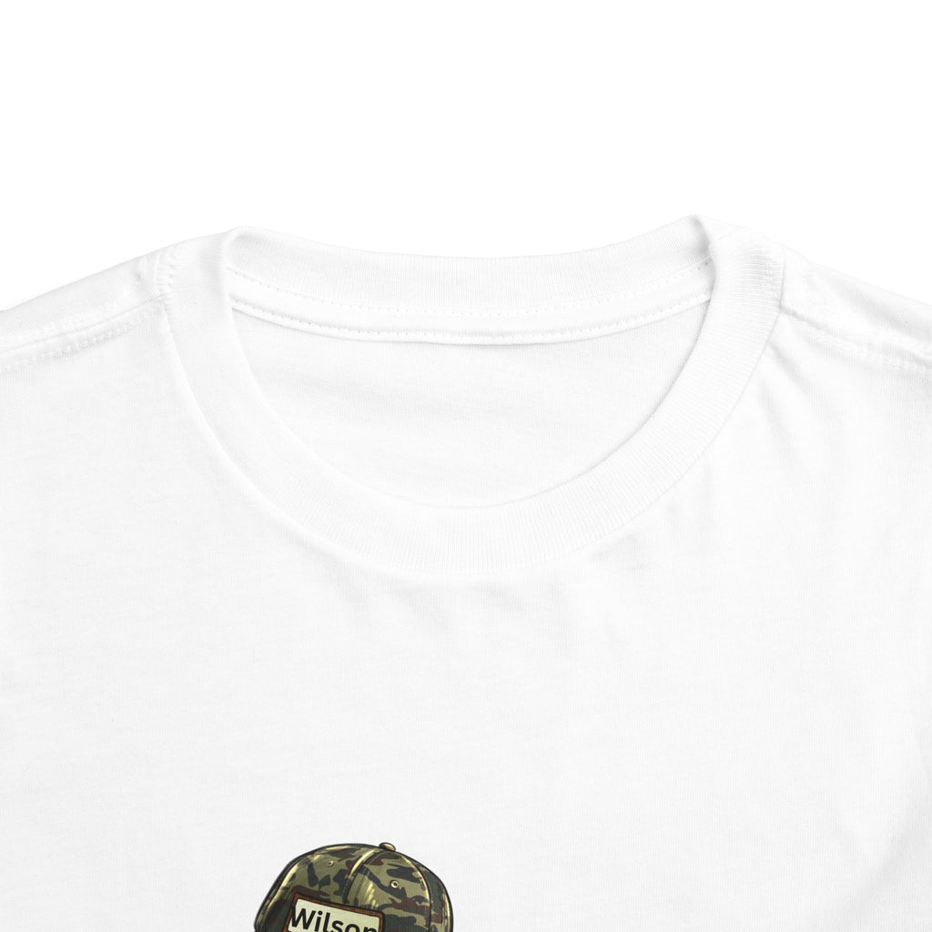 Toddler Tee — Mallard Duck Wearing Camo Hat | Cute Outdoor Kids Shirt