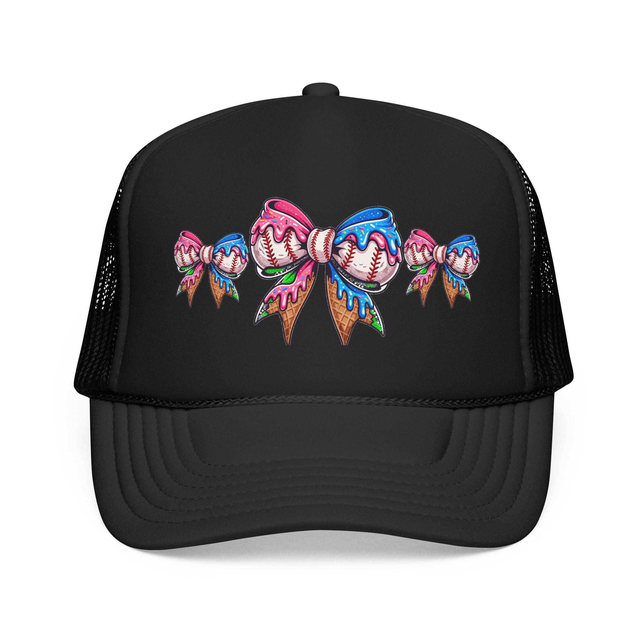 Candy Bow Trucker Hat — Colorful Ribbon Baseball Cap