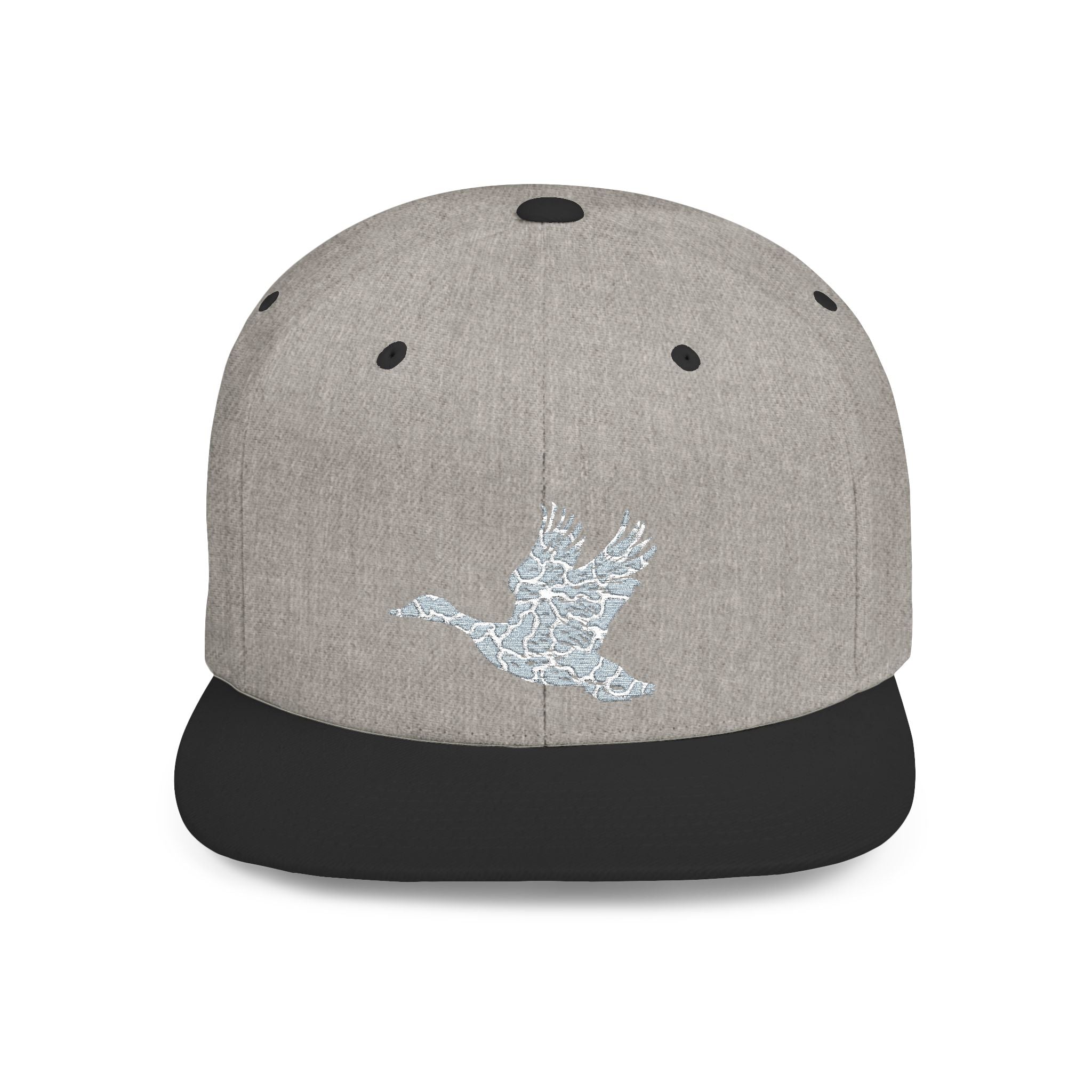 Snapback Hat — Sparkling Floral Dove Embroidered Flat Bill Cap