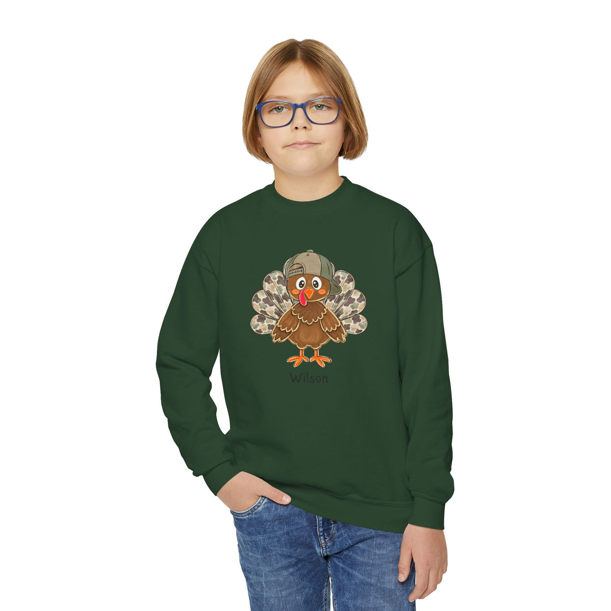 Personalized Kids Turkey Crewneck — Cute Thanksgiving Sweatshirt with Name