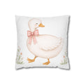 Duckling Throw Pillow – Cute Nursery Decorative Pillowcase with Pink Bow