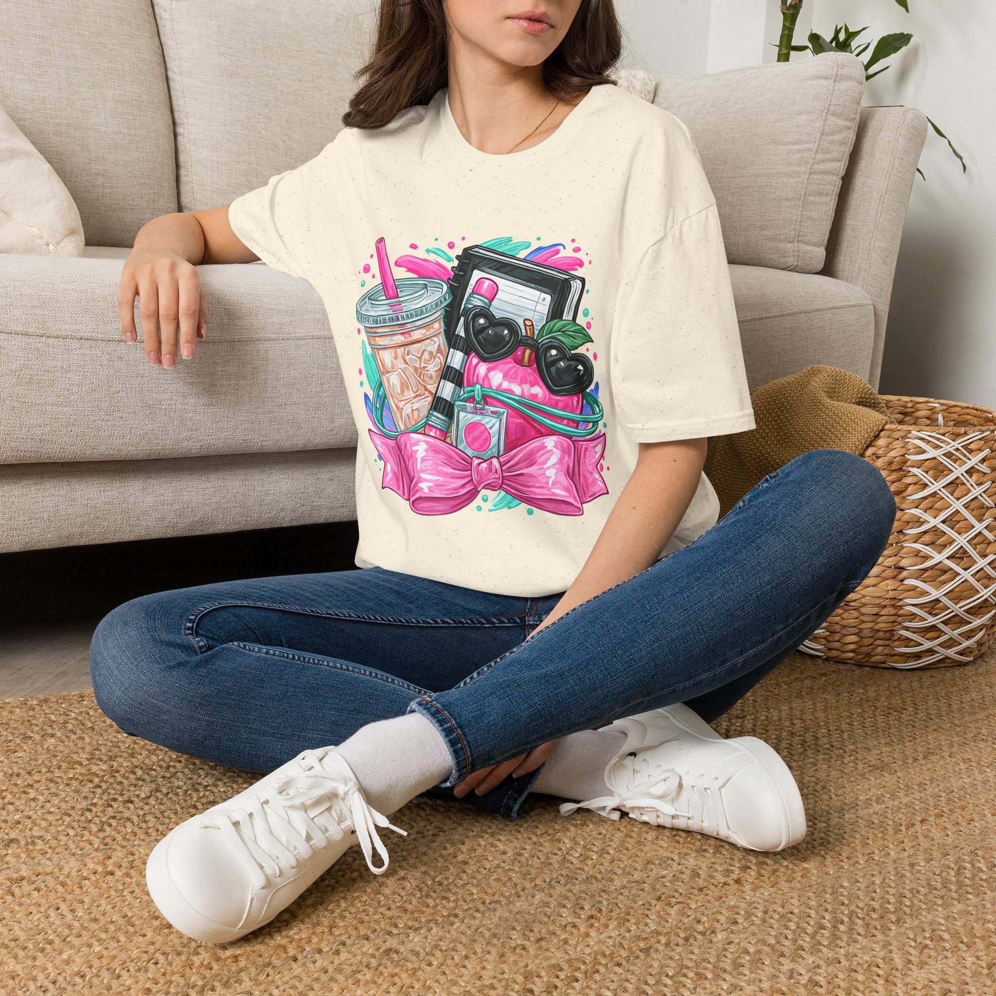 Retro Aesthetic Tee — Cute Cassette, Sunglasses & Iced Coffee Graphic Shirt