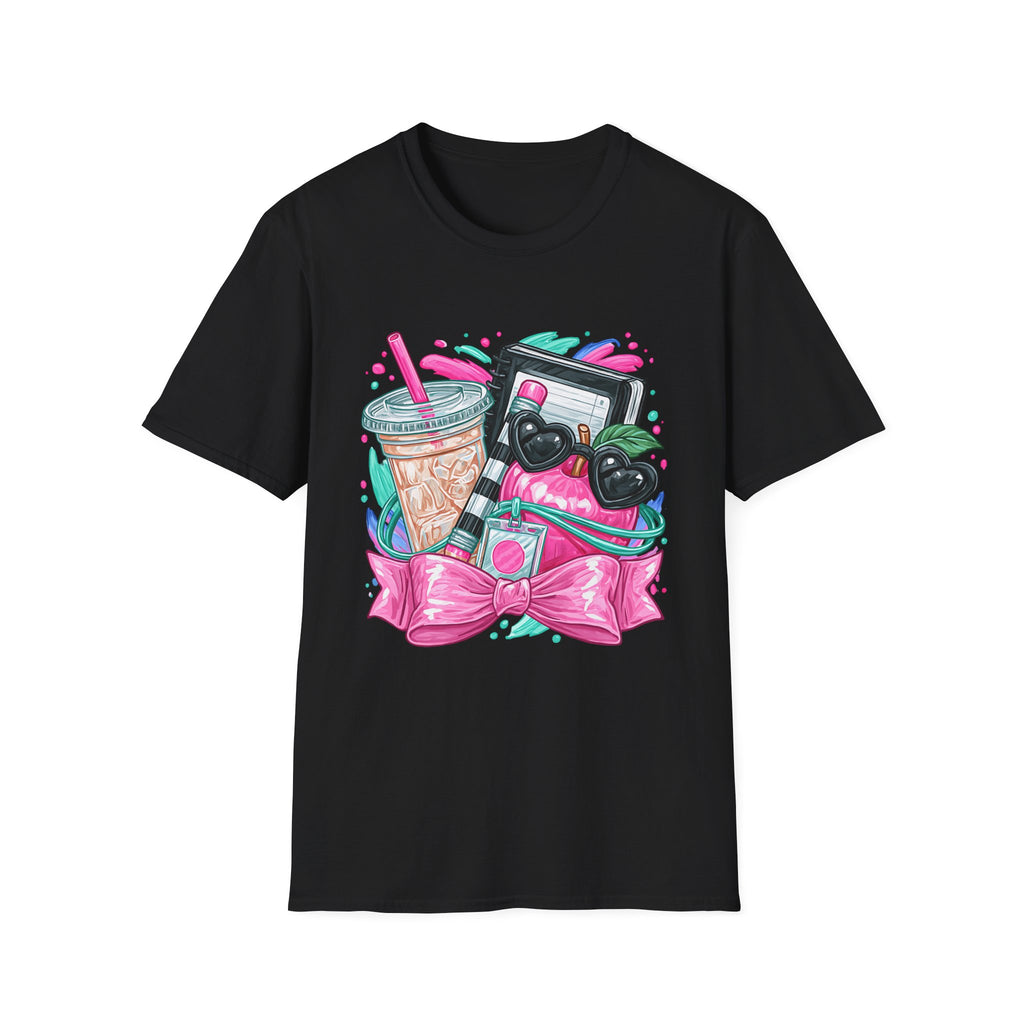 Retro Aesthetic Tee — Cute Cassette, Sunglasses & Iced Coffee Graphic Shirt