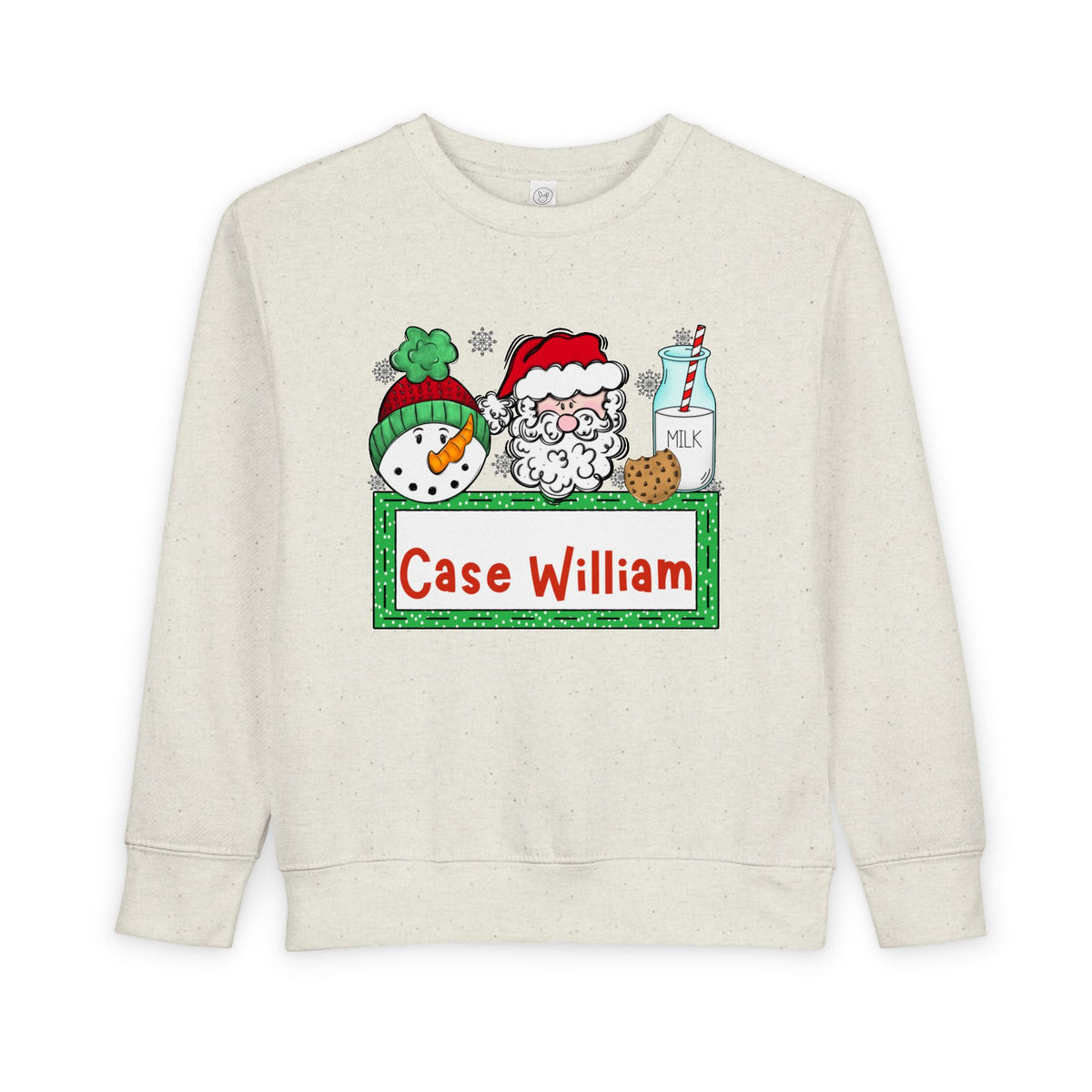 Personalized Toddler Sweatshirt – Christmas Santa & Snowman Name Design (Case William)