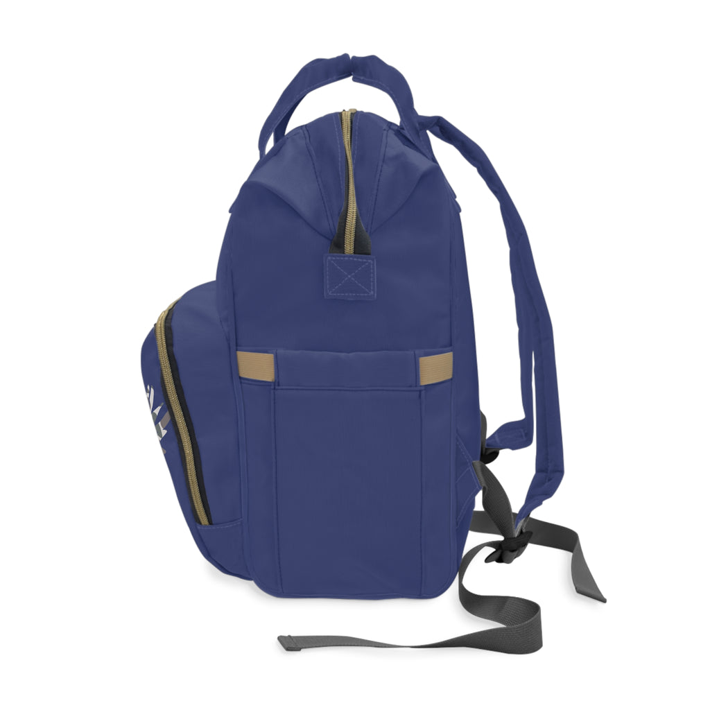 Personalized Navy Diaper Backpack – 'Case William' with Camo Flying Crane Design