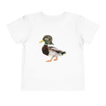 Toddler Tee — Mallard Duck Wearing Camo Hat | Cute Outdoor Kids Shirt