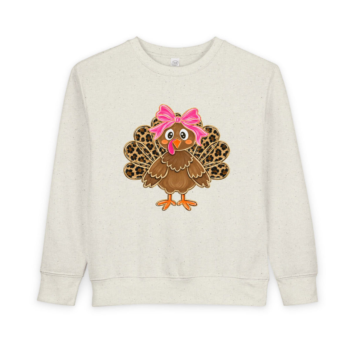 Leopard Print Turkey Toddler Sweatshirt – Cute Pink Bow Thanksgiving Pullover