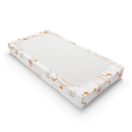 Duckling Floral Baby Changing Pad Cover — Soft Pink Swan Pattern Nursery Accessory