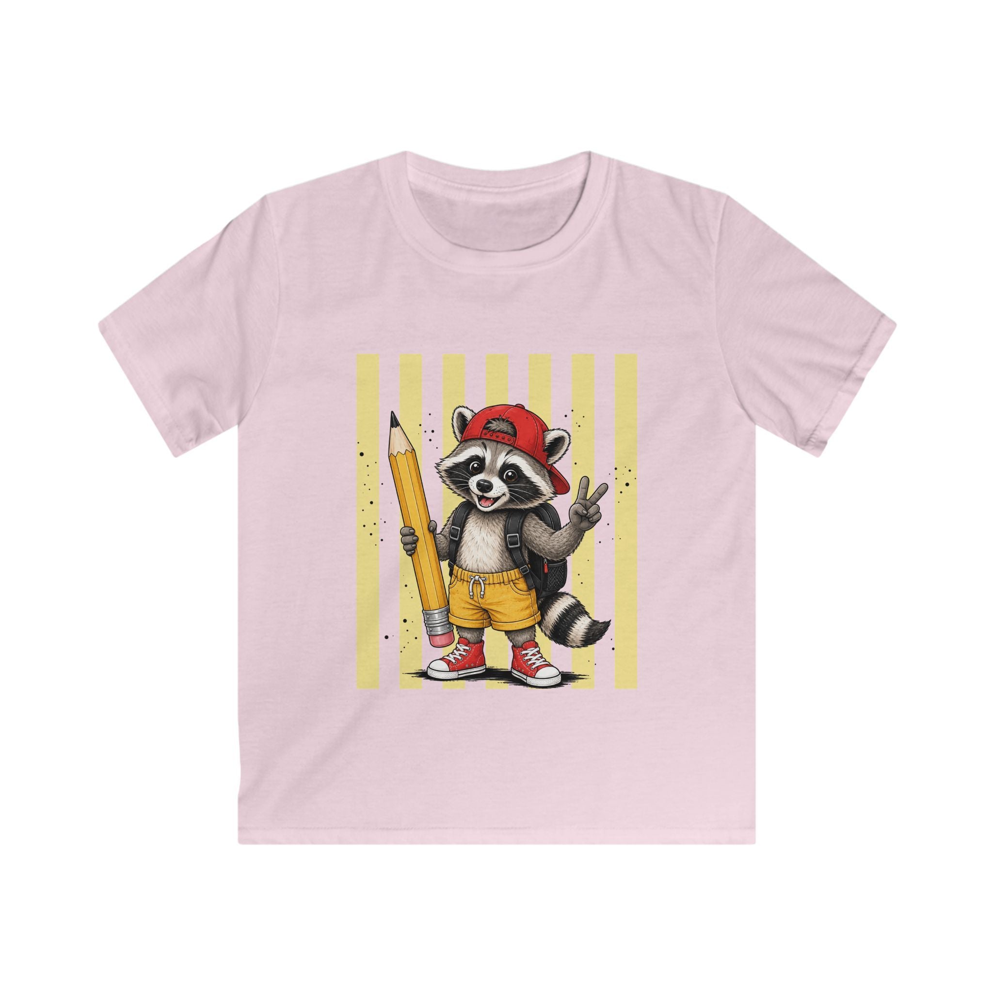 Kids Raccoon Pencil Tee — Cute Back-to-School Graphic Shirt