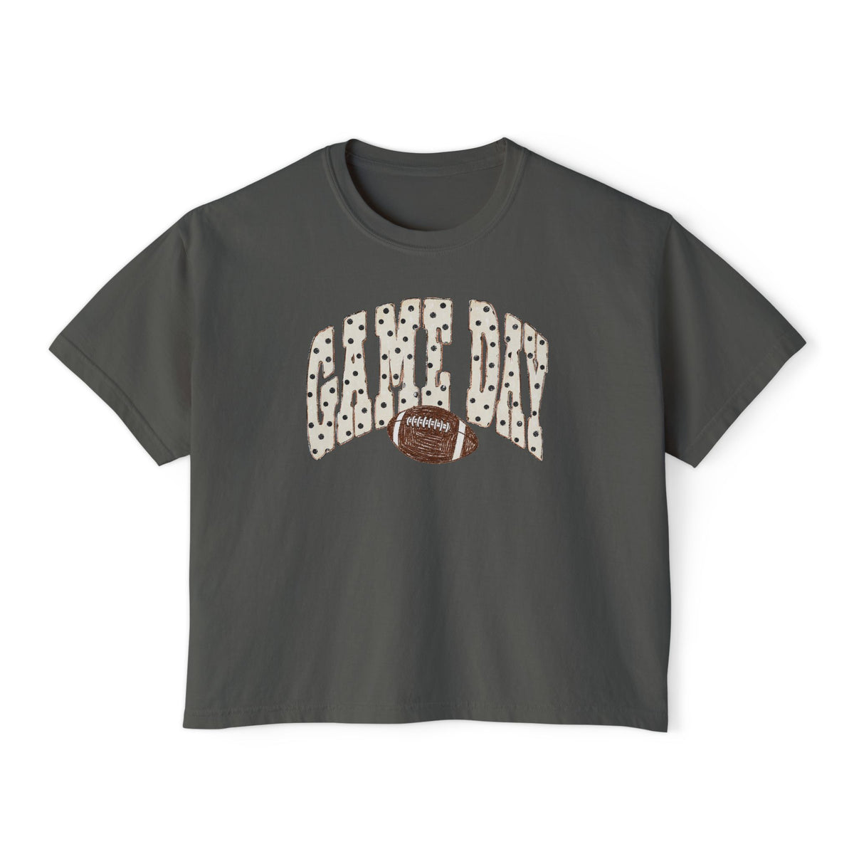 Women's Boxy Tee - Game Day Football Graphic Crop Tee