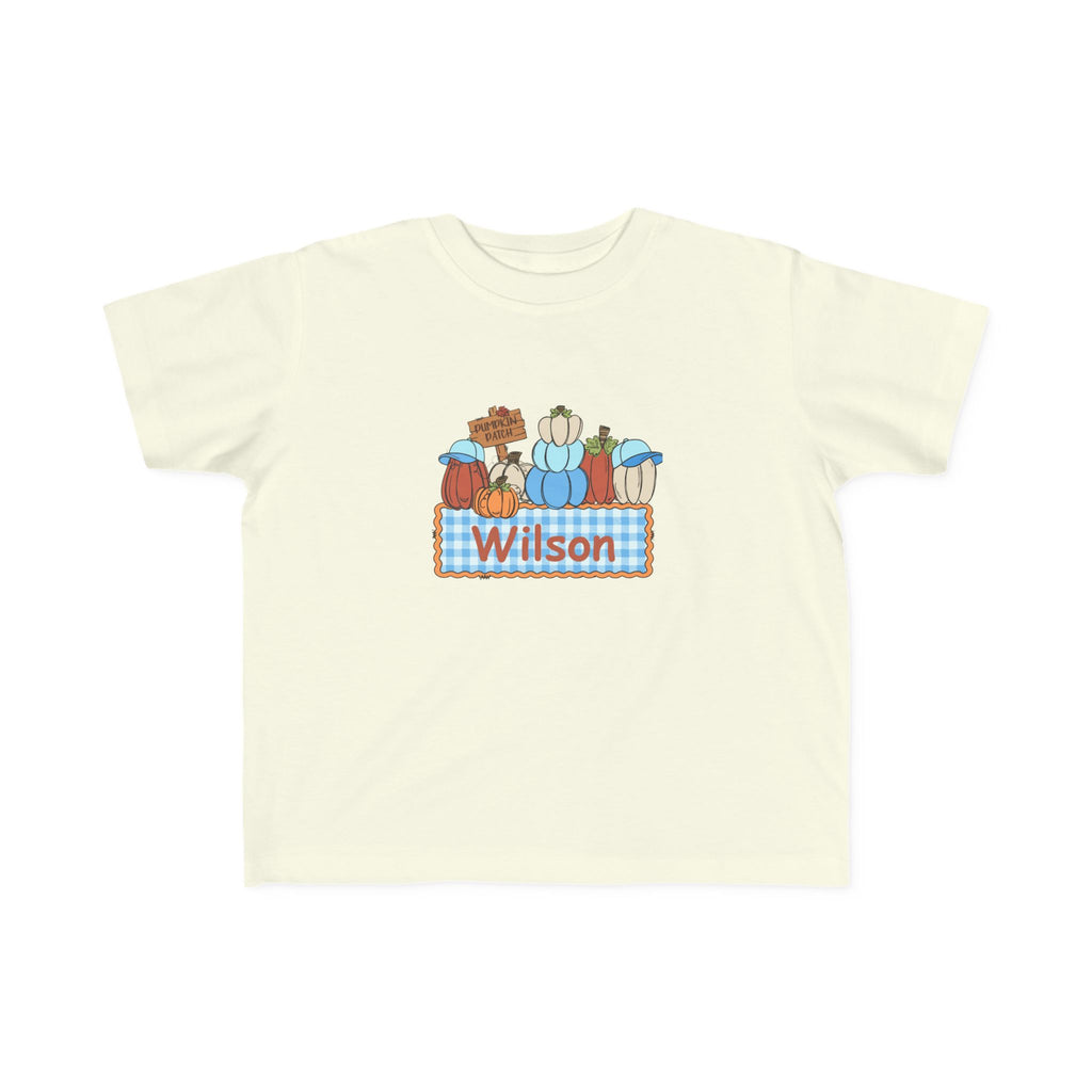 Personalized Toddler T‑Shirt — Blue Pumpkin Name Tee (Wilson)