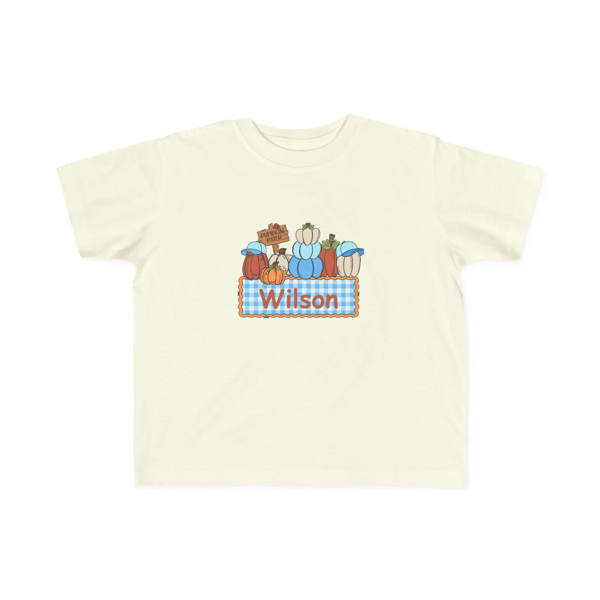 Personalized Toddler T‑Shirt — Blue Pumpkin Name Tee (Wilson)