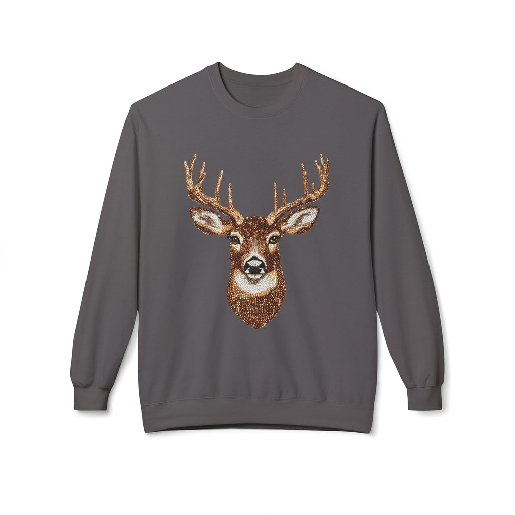 Deer Head Crewneck Sweatshirt — Rustic Wildlife Comfort