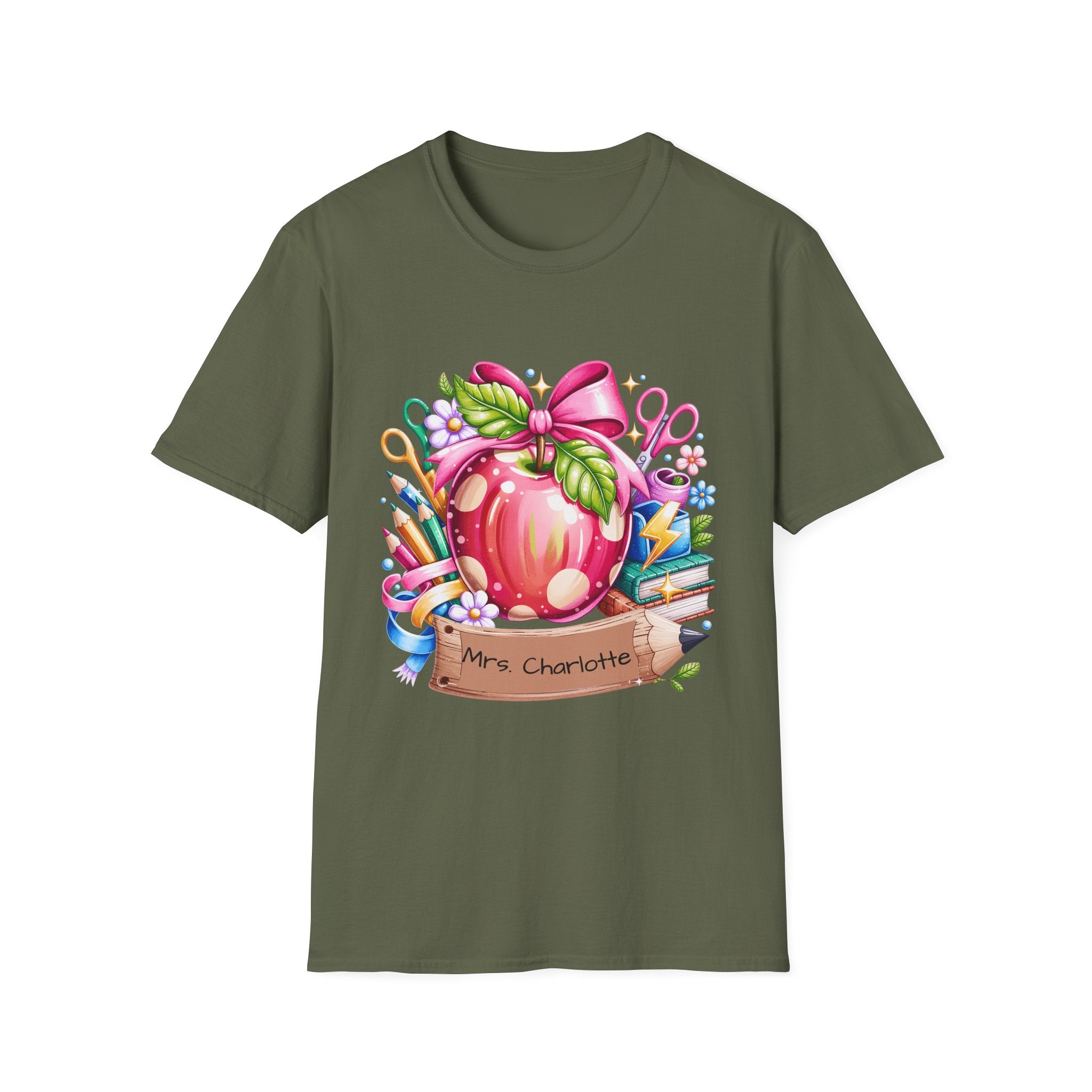 Teacher Apple T-Shirt — Personalized 'Mrs. Charlotte' Back-to-School Gift