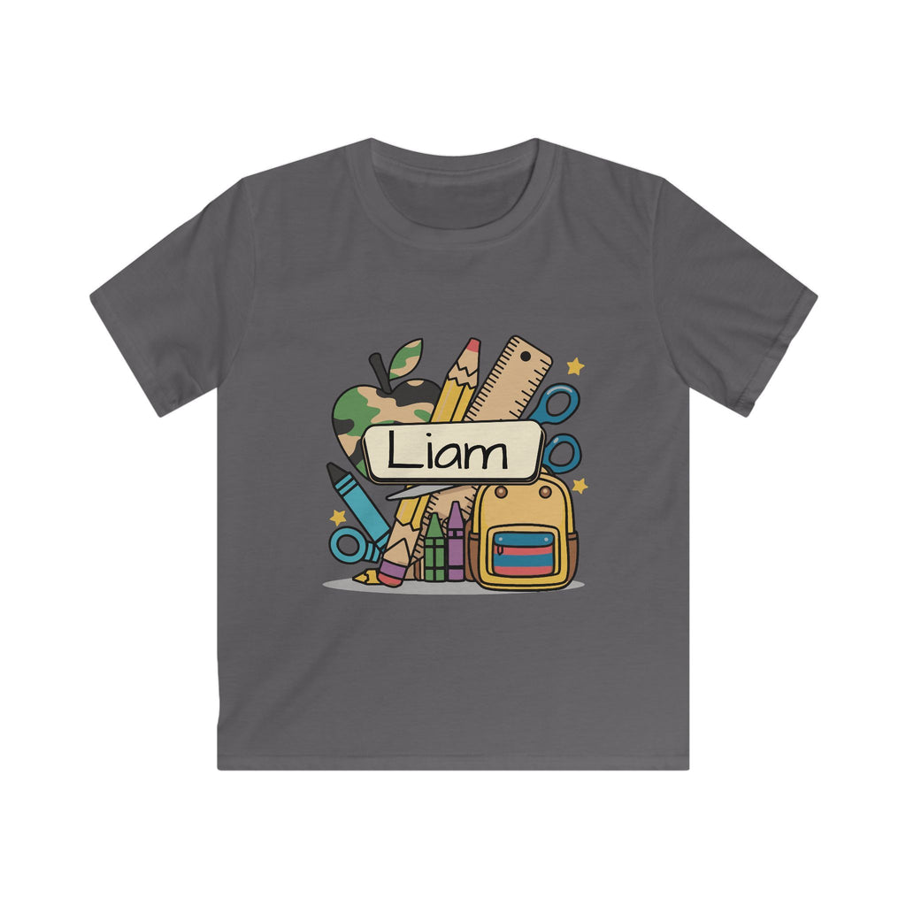 Personalized Kids Tee — "Liam" Back-to-School Backpack & Supplies Design