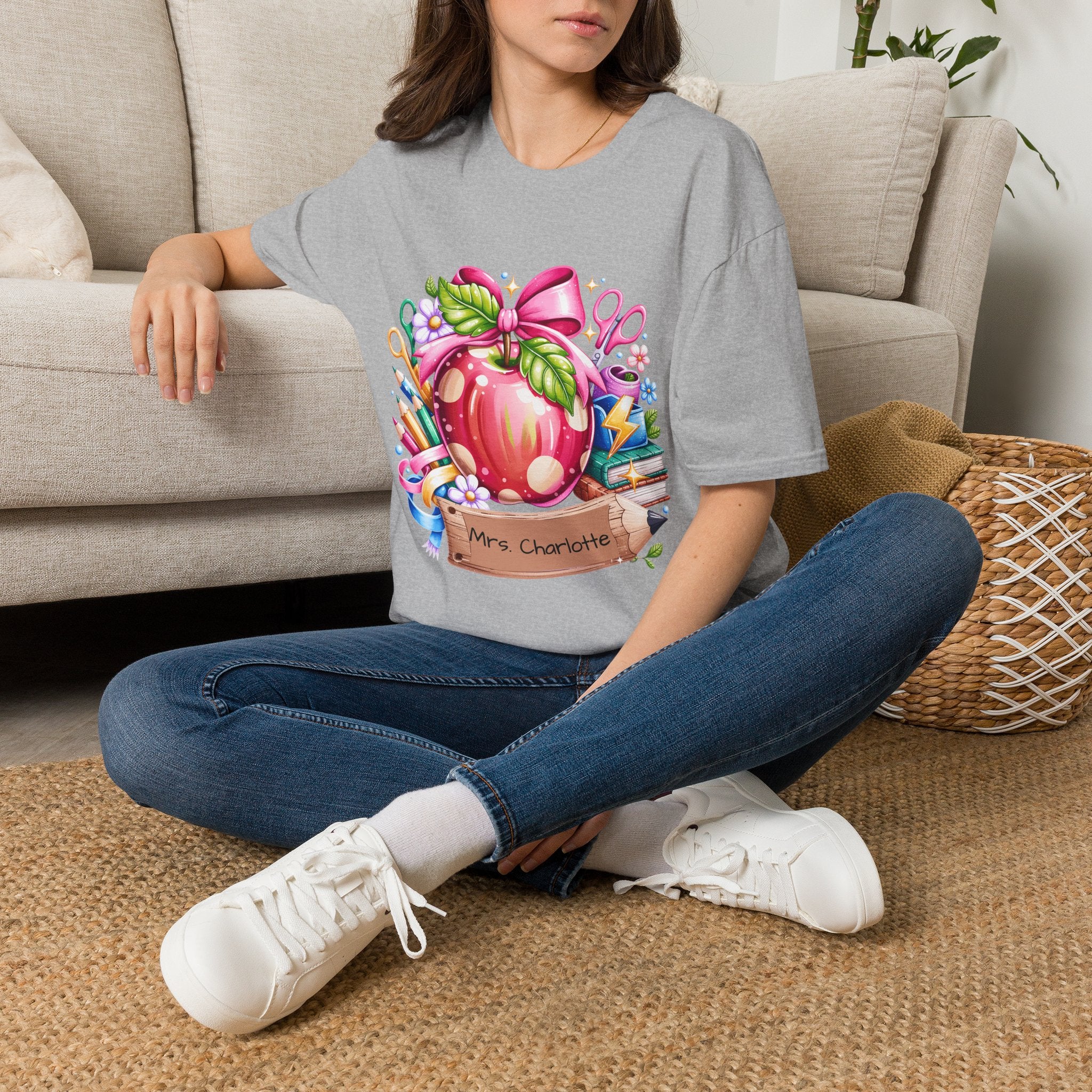 Teacher Apple T-Shirt — Personalized 'Mrs. Charlotte' Back-to-School Gift