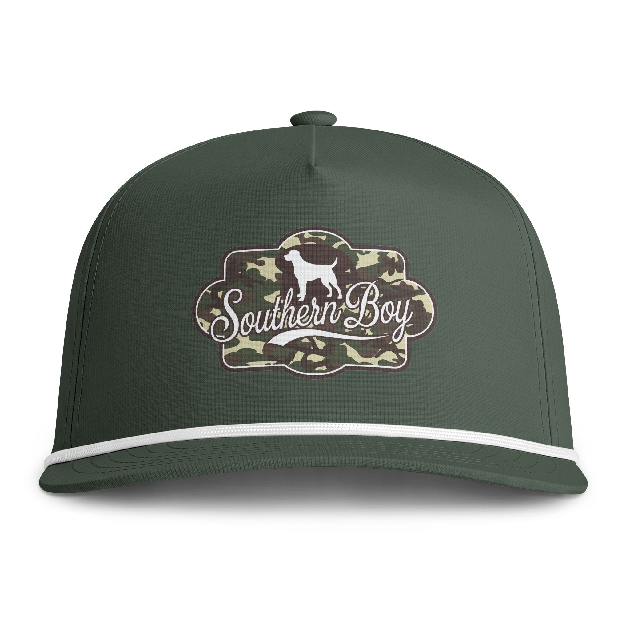 Southern Boy Camo Patch Rope Cap — Sunwashed Trucker Hat