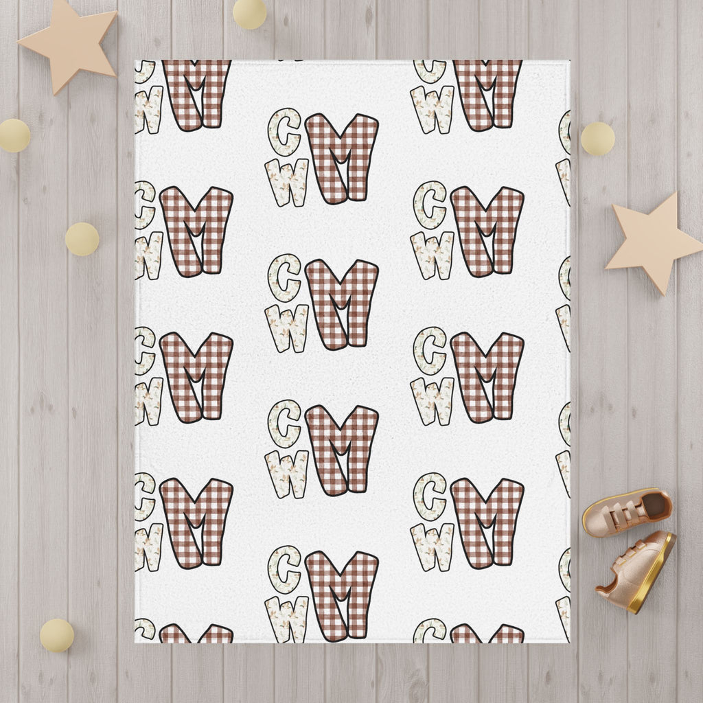Plaid Letter Pattern Toddler Blanket — Cozy Monogram Nursery Throw