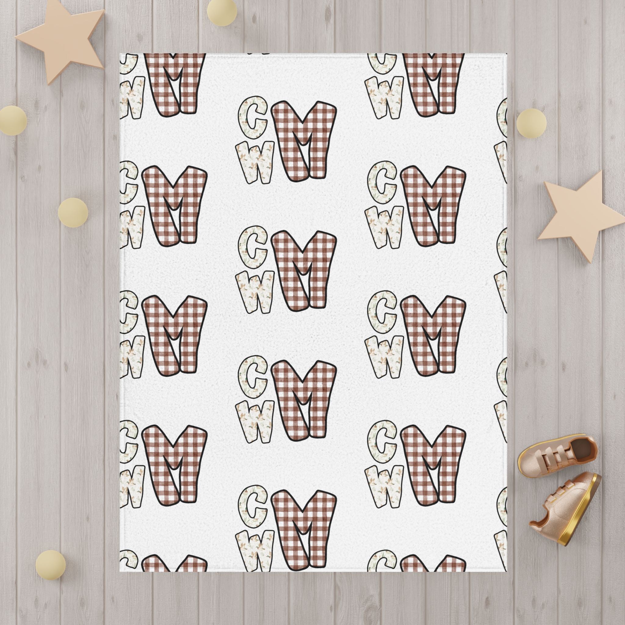 Plaid Letter Pattern Toddler Blanket — Cozy Monogram Nursery Throw