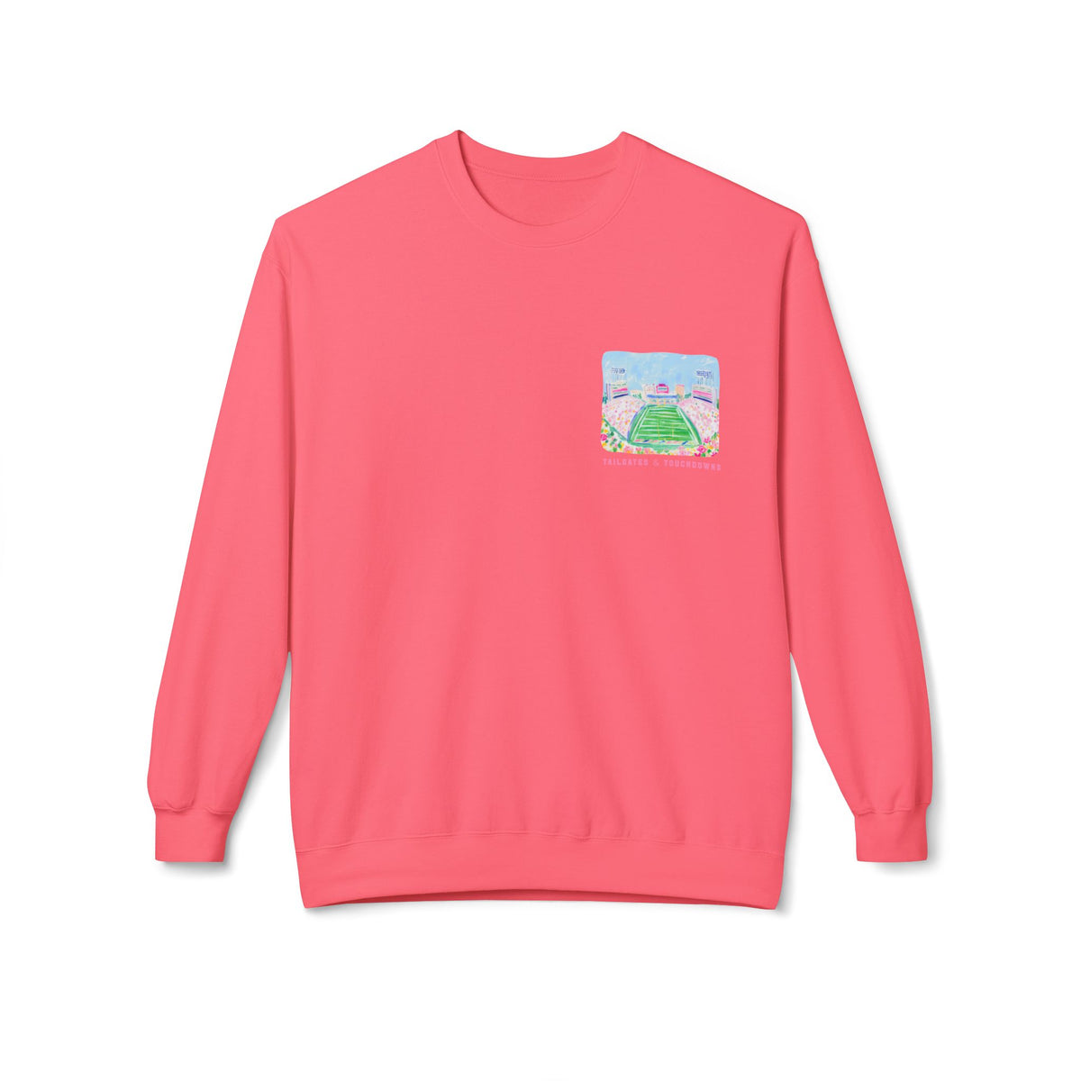 Football Stadium Crewneck Sweatshirt — 'Tailgates & Touchdowns' Graphic