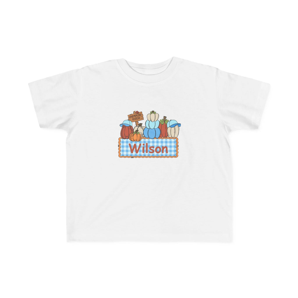 Personalized Toddler T‑Shirt — Blue Pumpkin Name Tee (Wilson)