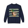 Mallard Duck Crewneck Sweatshirt — Vintage Striped Wildlife Tee