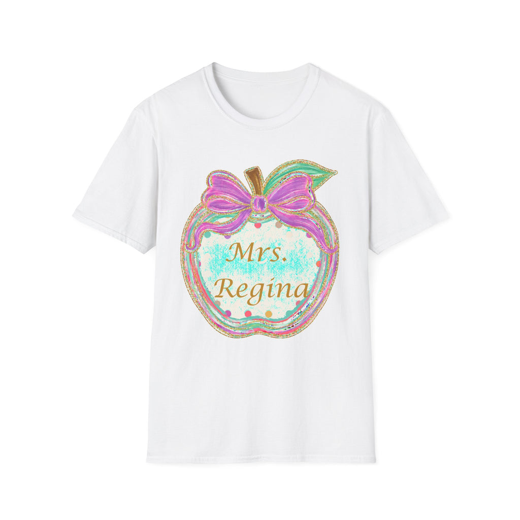 Teacher Apple T-Shirt — Personalized “Mrs. Regina” Back-to-School Gift