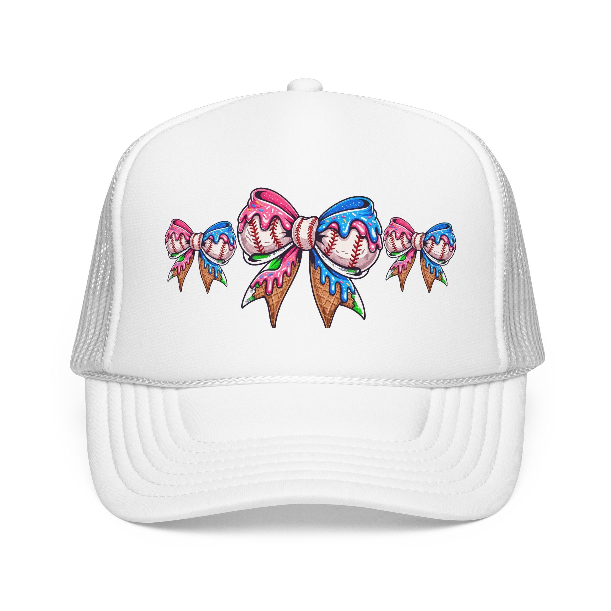 Candy Bow Trucker Hat — Colorful Ribbon Baseball Cap