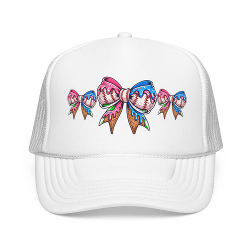 Candy Bow Trucker Hat — Colorful Ribbon Baseball Cap