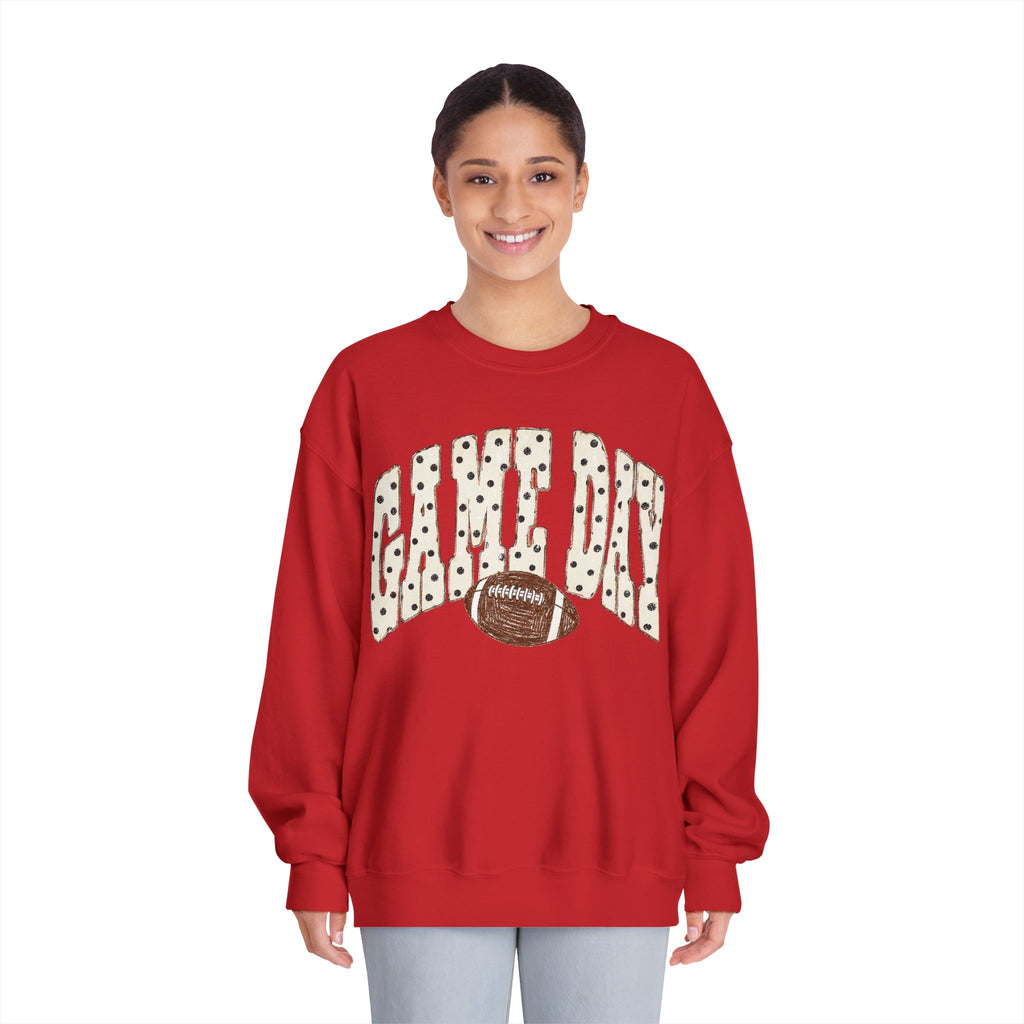 Game Day Football Crewneck Sweatshirt – 'Game Day' Leopard Print with Football
