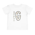 G Floral Initial Toddler Tee — "G is for Grace" Monogram Short Sleeve Shirt