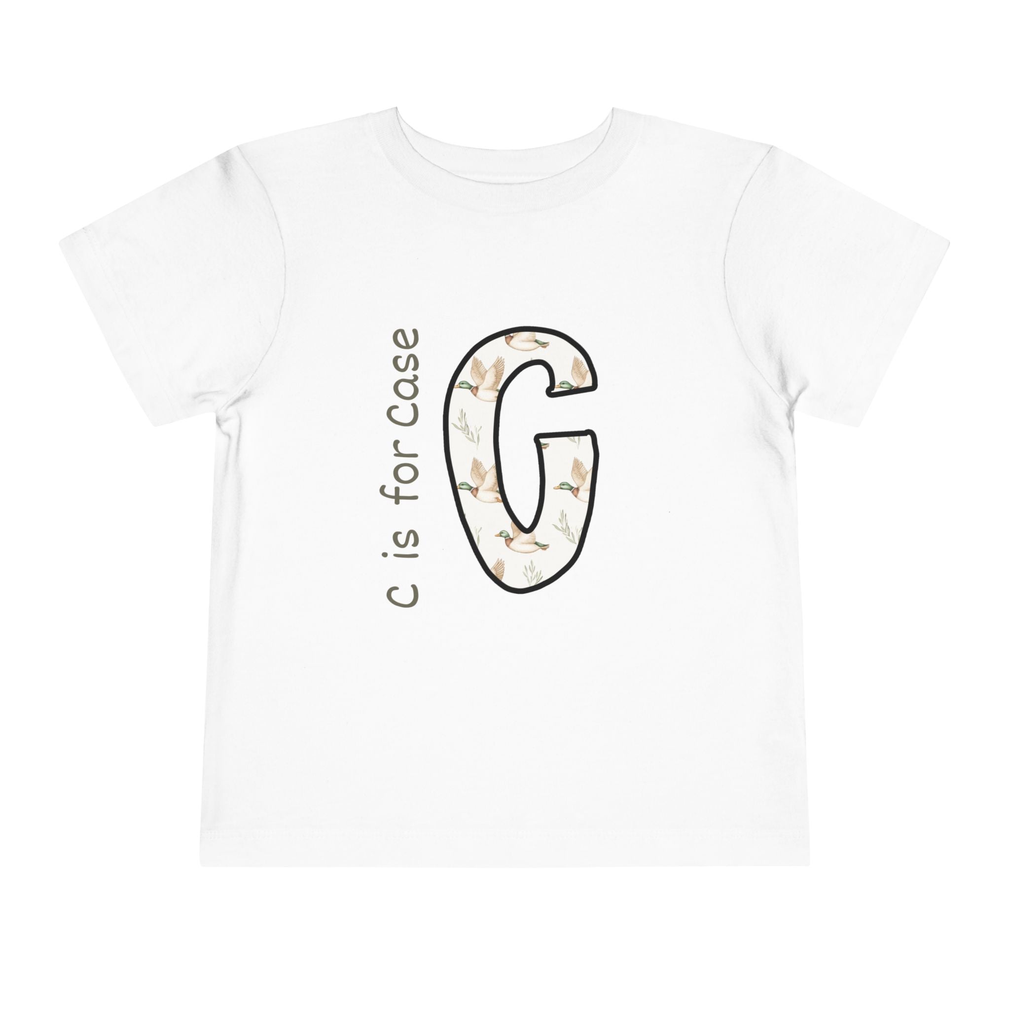 G Floral Initial Toddler Tee — "G is for Grace" Monogram Short Sleeve Shirt