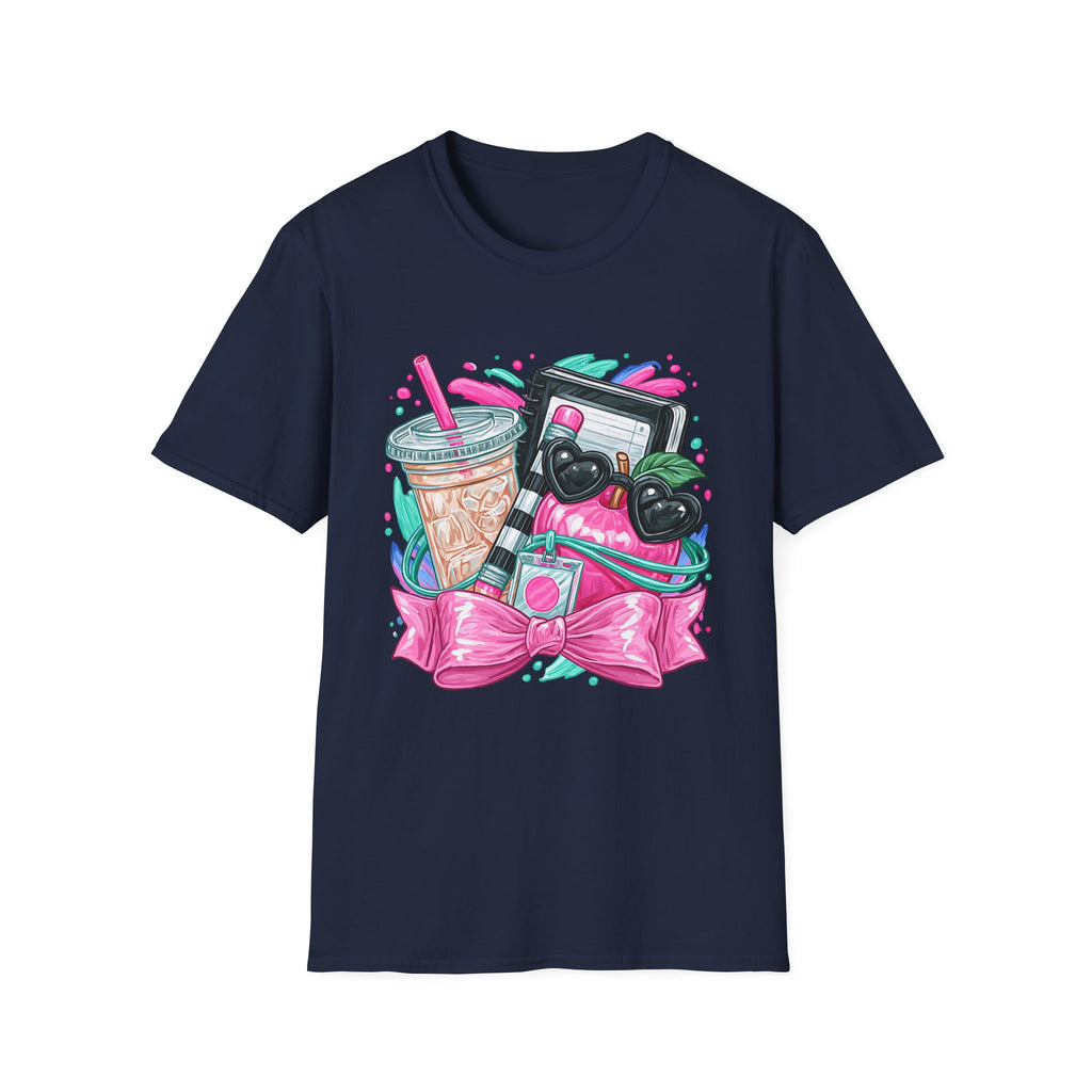 Retro Aesthetic Tee — Cute Cassette, Sunglasses & Iced Coffee Graphic Shirt