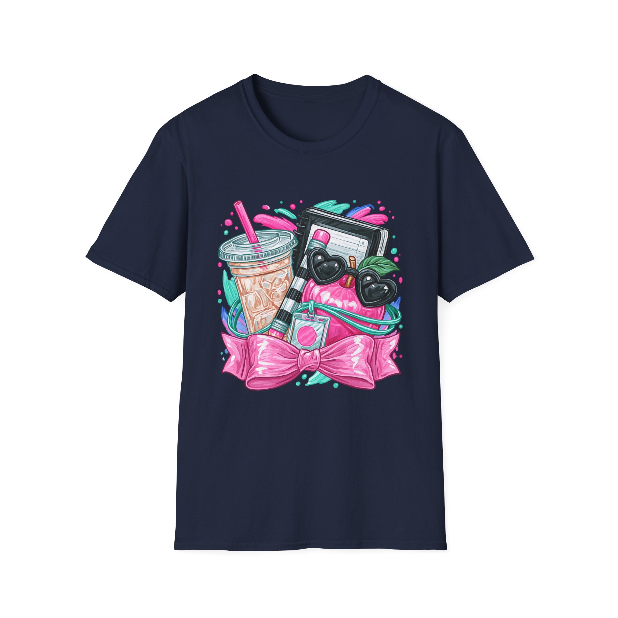 Retro Aesthetic Tee — Cute Cassette, Sunglasses & Iced Coffee Graphic Shirt